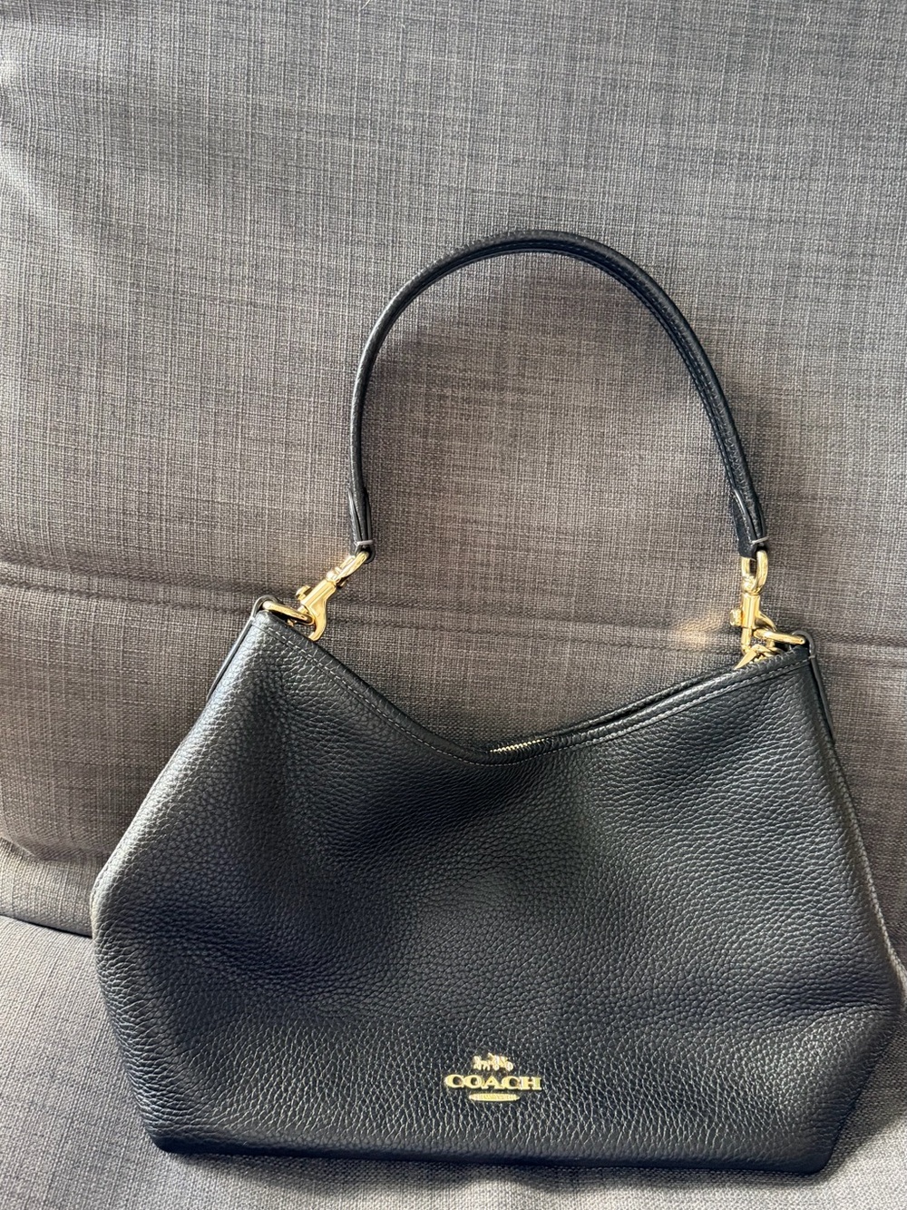 Coach Black Pebbled Leather Hobo Shoulder Bag with Gold Hardware